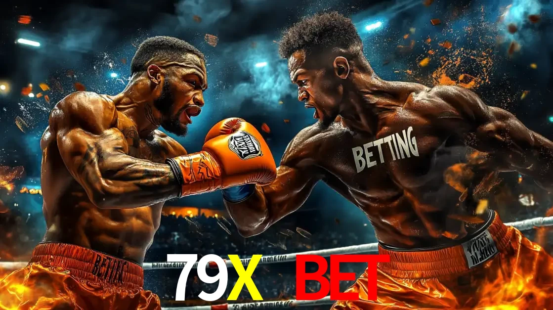 Dois boxeadores em uma luta intensa e explosiva, representando a adrenalina e as oportunidades de apostas em esportes de combate disponíveis na plataforma 79X BET.